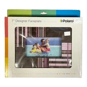Polaroid 7" Designer Faceplate For Digital Photo Frame Brown Pink Stripes New